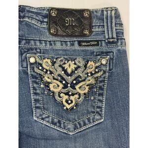 Miss Me Women's Embellished Pocket Straight Leg Denim Jeans - Size 29 (30x33)